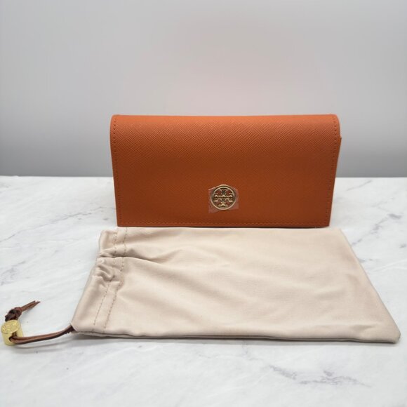 Tori Burch Orange Semi Hard Medium Magnetic Flip Top Sunglasses Case - Picture 1 of 9